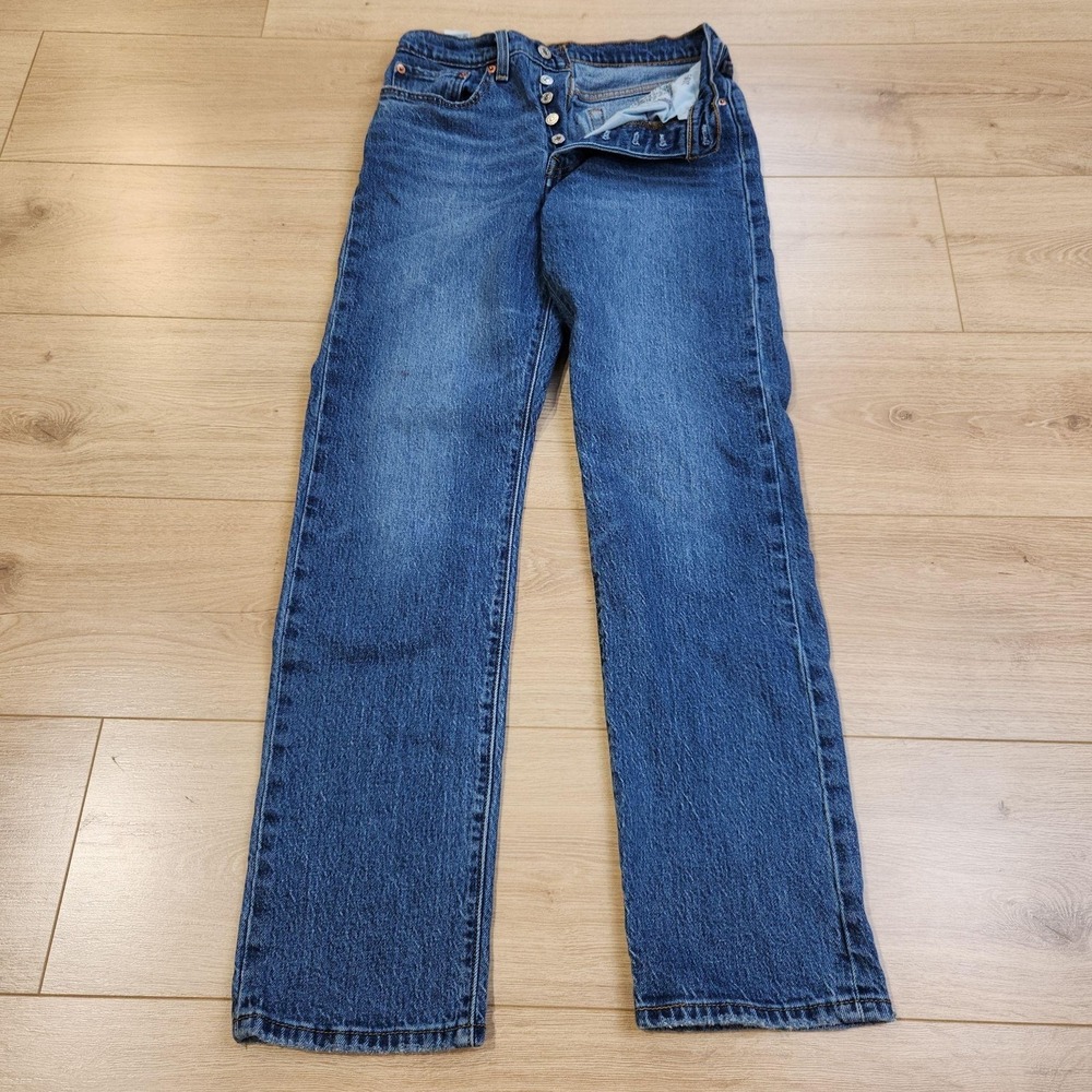 Levis 501 Jeans Womens 26x30 Medium Wash Blue High Rise Straight Denim Pants